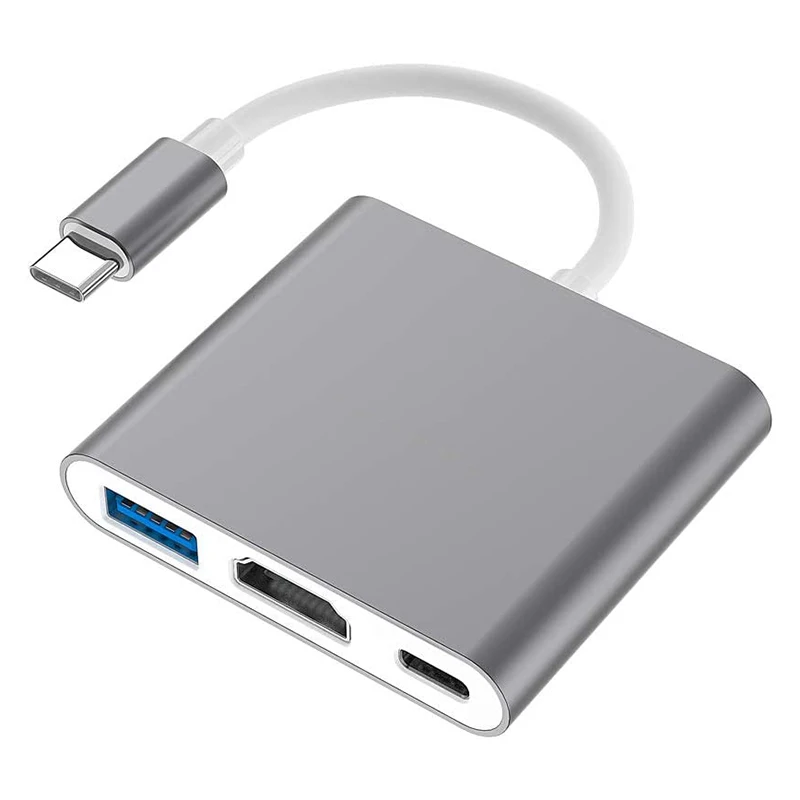 USB C 3in1 Hub Thunder Bolt3 Typ-C až 4K UHD adaptér s USB 3.0 a PD 60W Rýchle nabíjanie portu pre MacBook iPad Pro