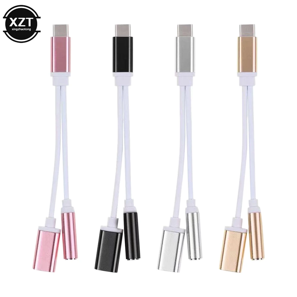 USB-C až 3,5 AUX Audio Cable 2 IN1 Typ USB Typ C až 3,5 mm Jack Audio Splitter USB C.