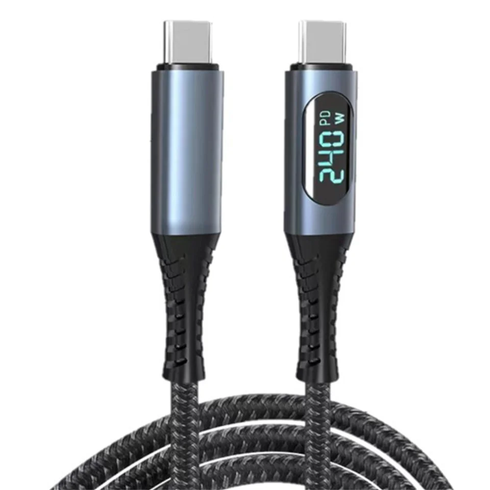 USB C kábel s LED displejom podporuje 8k video 40 Gbps 240W USB C nabíjací kábel