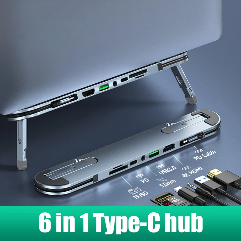 USB C laptop Docking Station stojan USB C DOCK Tablet STAND 6 IN 1 USB C HUB 4K HDMI USB 3,0 PD 100W TYP C HUB pre MacBook Pro