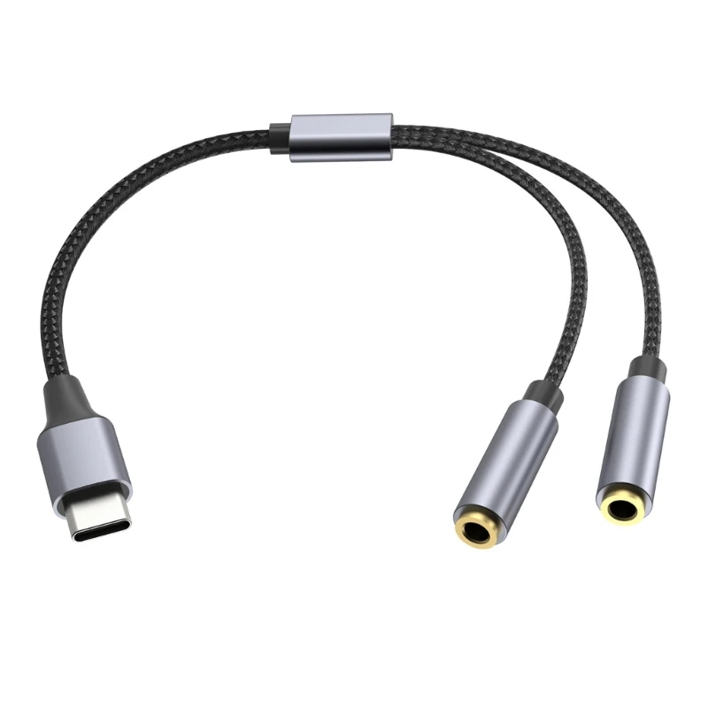 Usb C Muž na dvojnásobok 3,5 mm ženských slúchadiel Spliters, Typec to Aux 2-v-1 hudobné adaptéry pre smartfóny USB C, notebooky T3EB