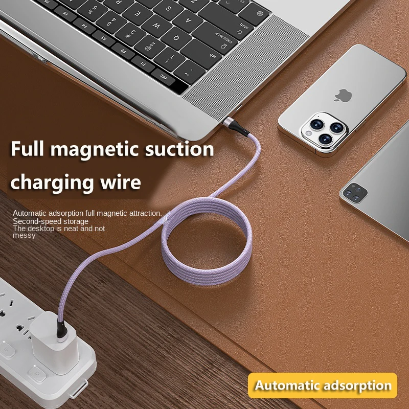 USB C na typ C 100W PD Super rýchla nabíjačka kábla pre Huawei Samsung Car Magnetic Automatic Storage Mobilný telefón Kábel Nový