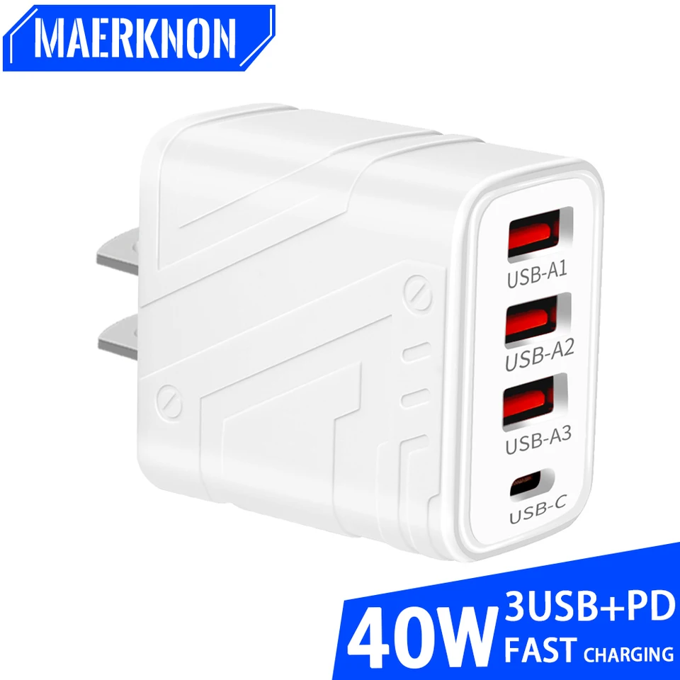 USB C nabíjačka 4 porty typu C PD Rýchle rýchle nabíjanie mobilného mobilného adaptéra mobilného telefónu pre iPhone 15 Pro Max Samsung S23 Xiaomi 14