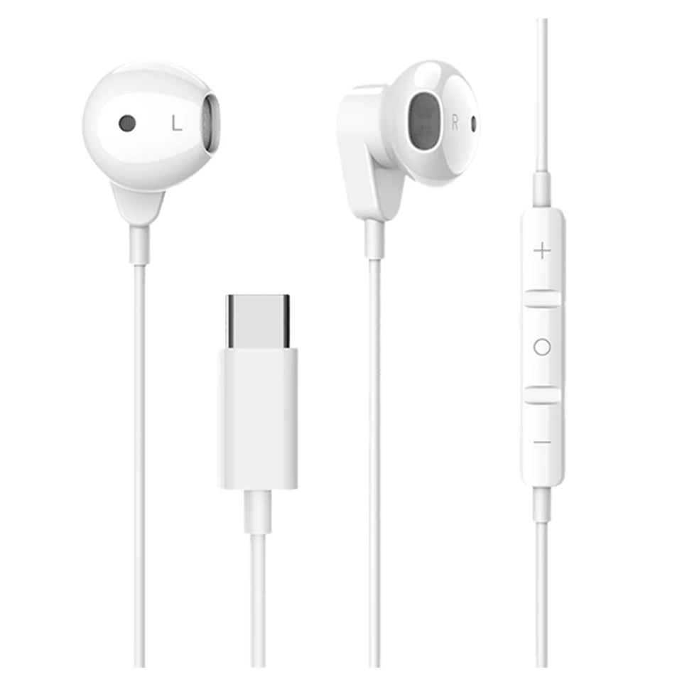 USB C slúchadlá Slúchadlá typu hluku typu c slúchadlá s mikrofónovým ovládaním objemu káblových slúchadiel pre iPhone 16/15 Pro Max Plus