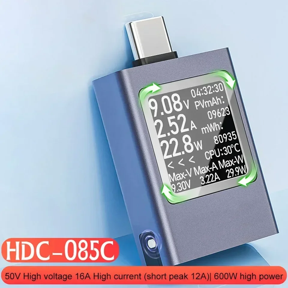 USB C Tester Meter 4,5 ~ 50V 0 ~ 12A Tester Tester TYPE CULLAGE TYSTER USB Power Meter Telefón Tester Tester Multifunkčný digitálny digitálny