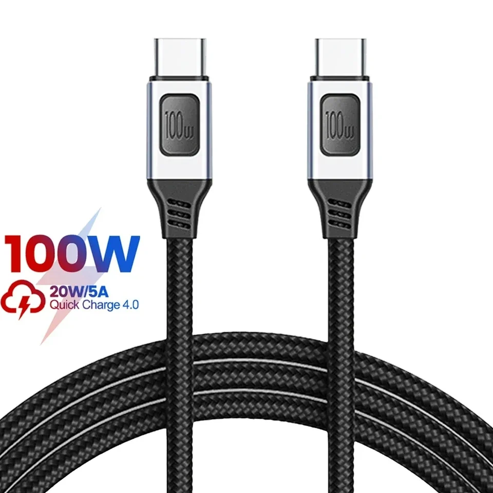 USB C Type-C 5A 100W PD QC Rýchle nabíjacie kábel s nylonovým batožinovým káblom pre laptop pre laptop Android Tablet mobilný telefón pre laptop Android