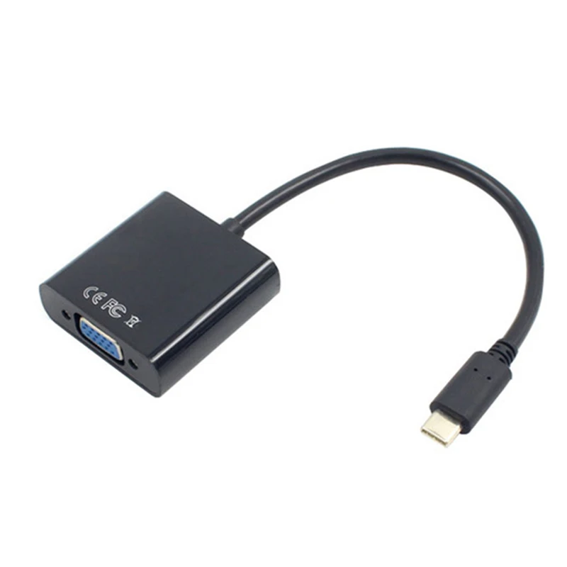 USB-C USB3.1 Typ C pre adaptér kábel VGA Muž do VGA Ženský prenos videa 1080p pre MacBook 12 palcov