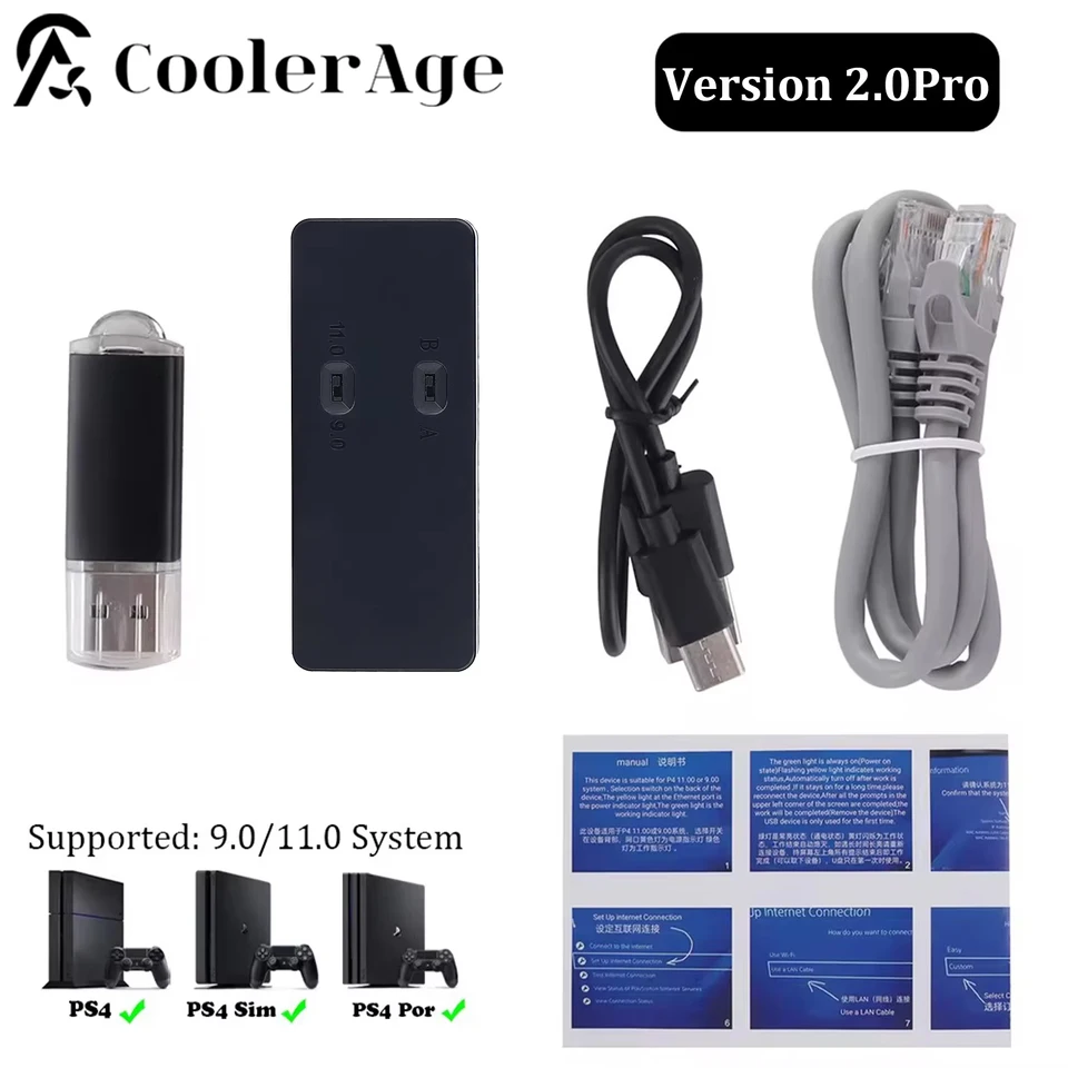 USB Dongle JB USB adaptér pre systém PS4 FW 9.0 11.0 so systémom Ethernet Type-C kábel s jedným kľúčom JB MOD MOD KIT Verzia 2.0 Pro
