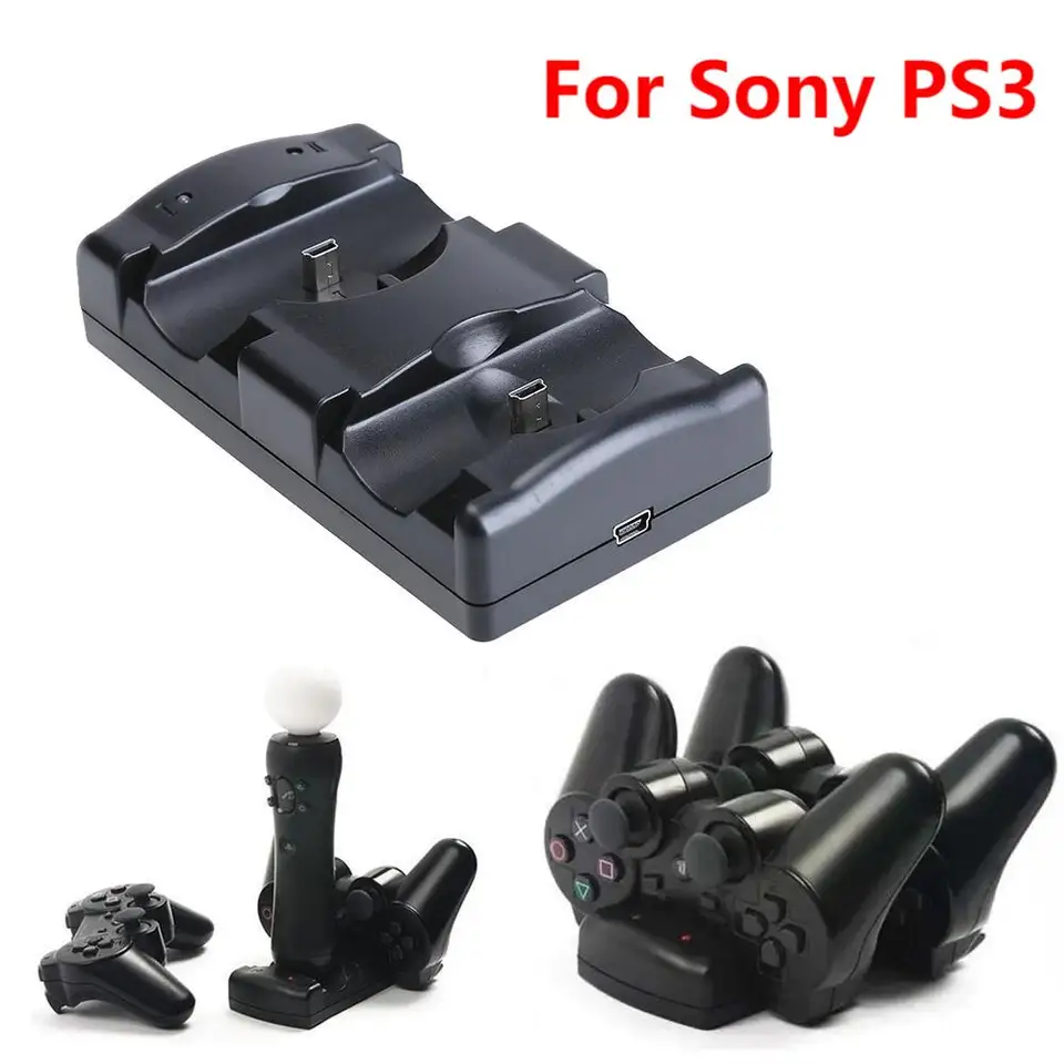 USB Dual Charger Station pre PS3/PS3 Move Controller Joystick USB Type-C Rýchle nabíjanie Dock pre Sony PlayStation 3 GamePad