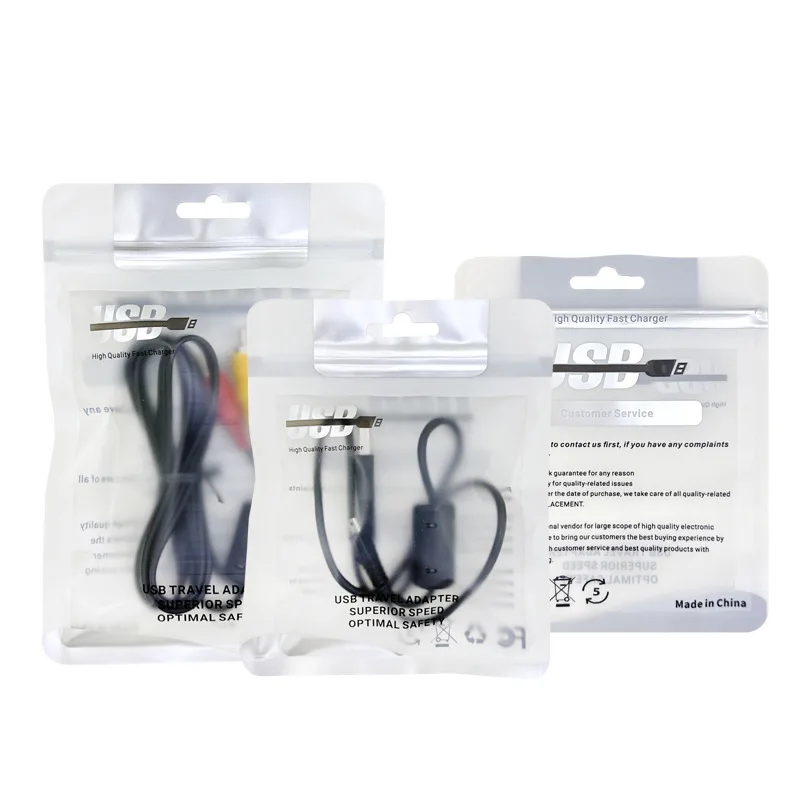 USB dátový kábel Storage Bag Elektronické príslušenstvo Plastové obaly biele priehľadné matné matné vrecko Skladba slúchadlá