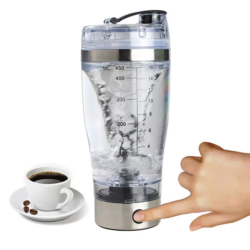 USB Electric Mixing Cup Prenosný bielkovinový prášok Shaker Fľaša mixér fľaše domáca kancelária Kuchynské náradie Vortex Mixer 450 ml 600 ml