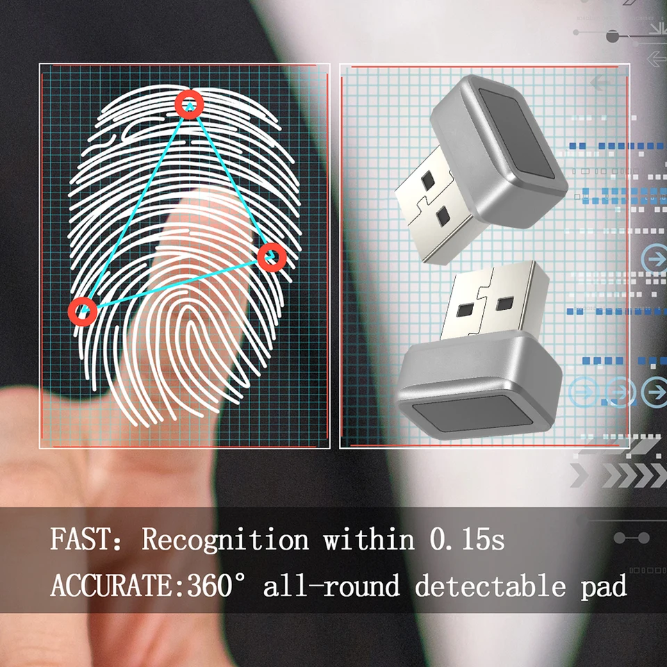 USB Fingerprint Key Reader Anti-Spoofing Biometric Fingerprint Scanner Window