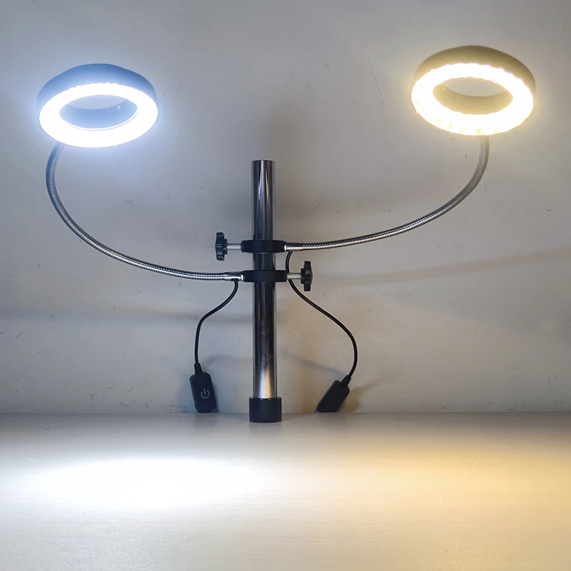USB Gooseneck nastaviteľná 144 64 LED krúžkový kruh teplého svietidla iluminátor pre priemyselný stereofónny trinokulárny mikroskopový fotoaparát objektív