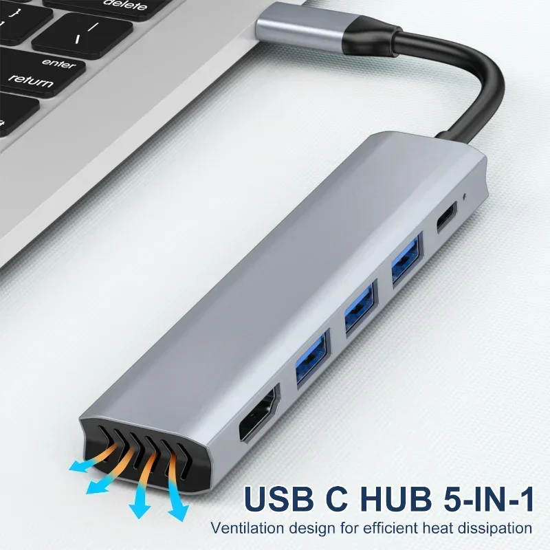 USB Hub 4K HD Adaptér typu C až HD 5-v-1 USB-C až HD HUB 4K Expanzia prenosného počítača pre Mabook Pro Ar M2 M1 s USB3.0 PD
