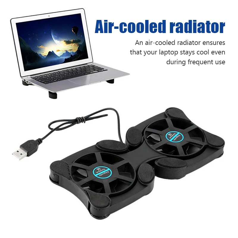 USB laptop ventilátor stánok pre notebook Skladateľný ventilátor chladiča chladiča chladiaceho podložky s 2Fans Radiator Cooler Master Computer Accessories
