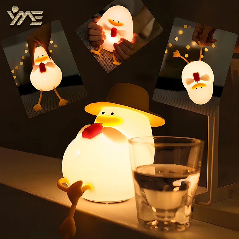 USB LED nočné svetlo nabíjateľnú lampu RGB Soft Silikone Cute Duck Animal Light Creative Deti