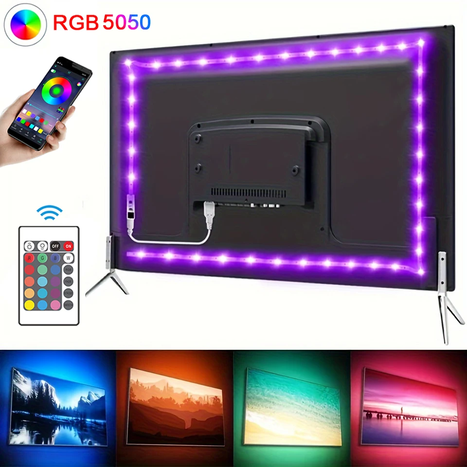 USB LED pásové svetlá Bluetooth Control SMD 5050 LED svetlá pre TV Flexibilnú stuhu RGB LED páska Self-pasívne TV podsvietenia