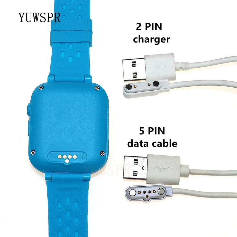 USB Magnetic 2 PIN nabíjanie 5 PIN Dátové káblové riadky Clip-on Charger pre Kids GPS Tracker Smart Watch LT21 LT31 Q12 Q19 K9 T16 DF33