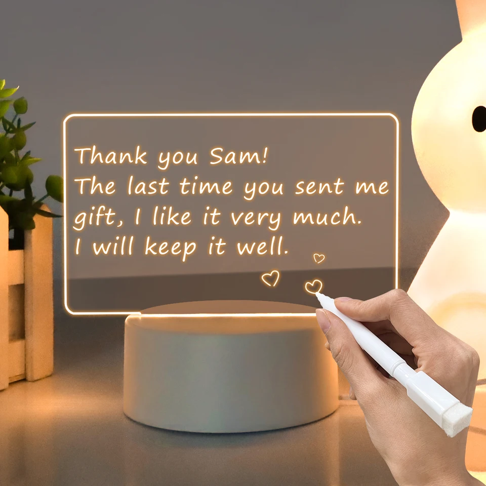 USB Message Board Holiday Svetlo s perom note doska Kreatívne LED nočné ľahké darčeky pre deti dekorácia Nočná lampa
