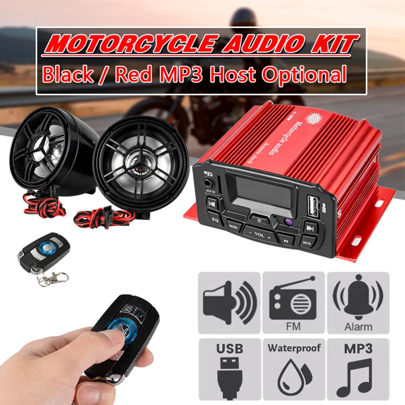 USB MP3 Motocykel Bluetooth Audio reproduktory 12V stereofónne zvukové zosilňovače diaľkové ovládanie rádiového systému Elektronické príslušenstvo