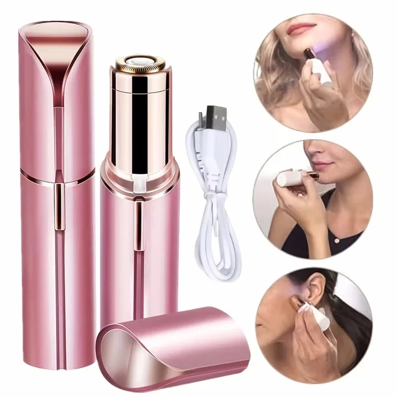 USB nabíjanie epilátor na tvár odstraňovanie chĺpkov Lipstick holiaci strojček Elektrický obočie zastrihávače Ženy Remover vlasov Mini Shaver Epilator