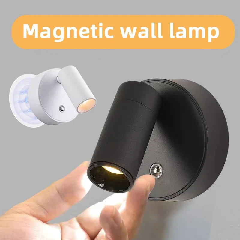 USB nabíjateľná LED lED Spálňa Svetlo Svetlo s dotykovým prepínačom Čierny biely magnet Magnetická základňa Stlmiteľná na posteľnú štúdiu