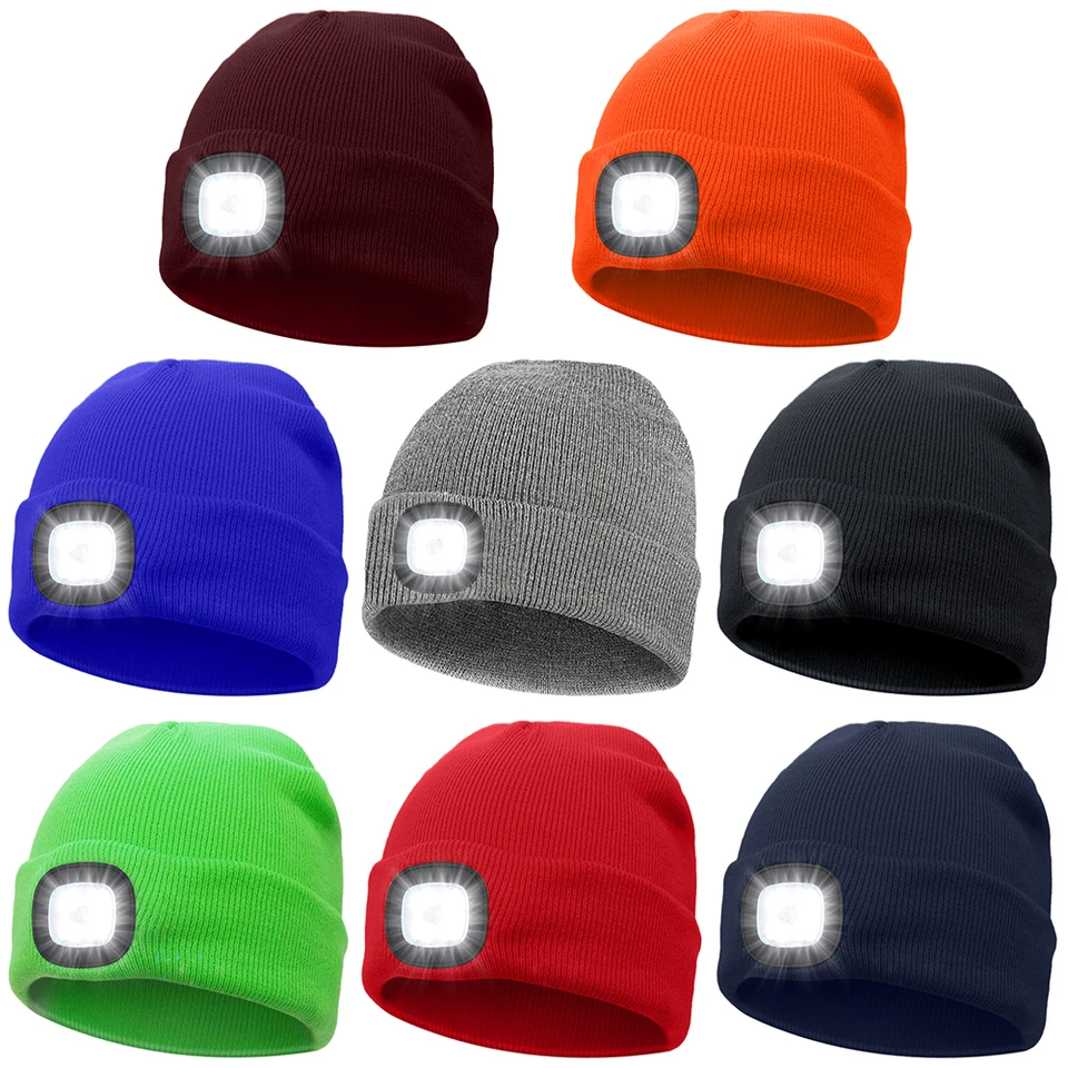 USB nabíjateľná čiapka so svetlom s 3 úrovňami jasu 4 LED čiapky Ruky ruky ZADARMO pre hlavu Darče