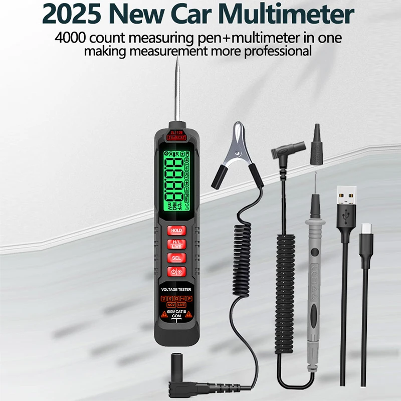 USB nabíjateľné auto s klip Digital Multimeter Pen Typ 4000 Počty AC/DC napätie bezkontaktné automatické OHM Diode tester pre náradie