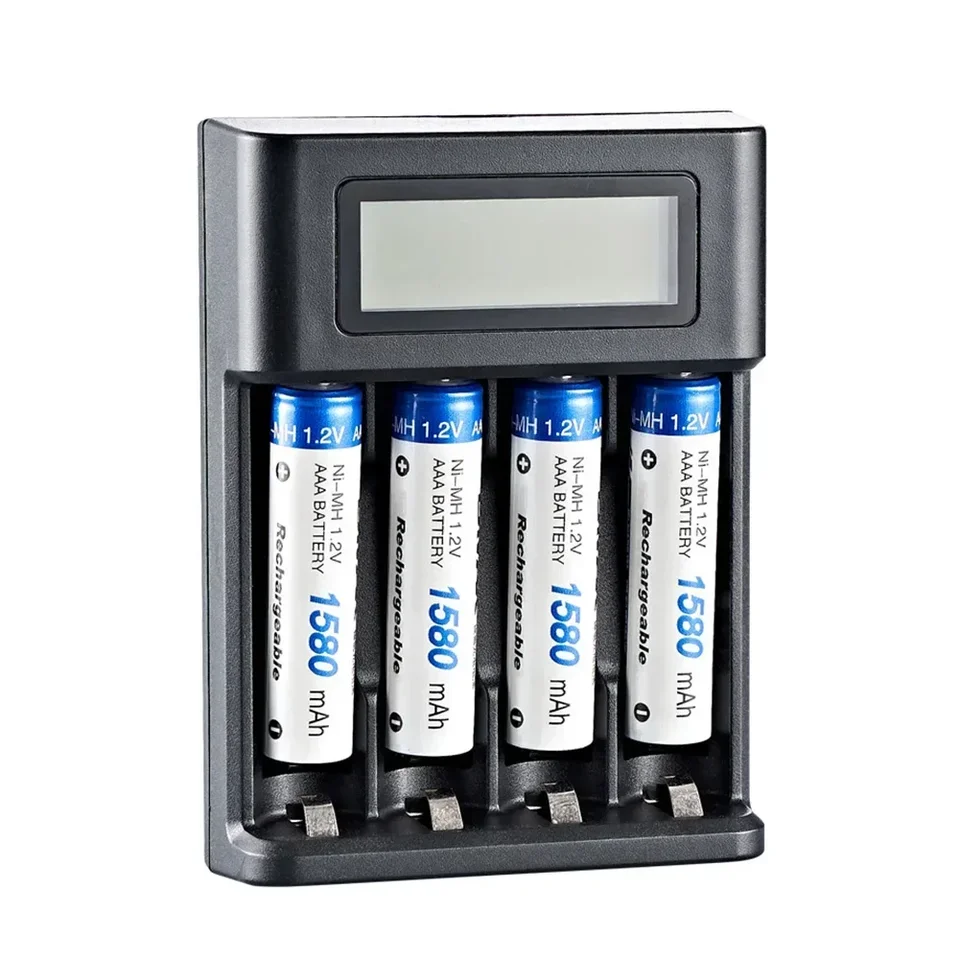 USB nabíjačka 4 sloty LCD displej AA / AAA pre batériu NI-MH / NI-CD AA AAA 1.2V Nabíjačka batérií nabíjateľnej batérie nabíjateľná batéria