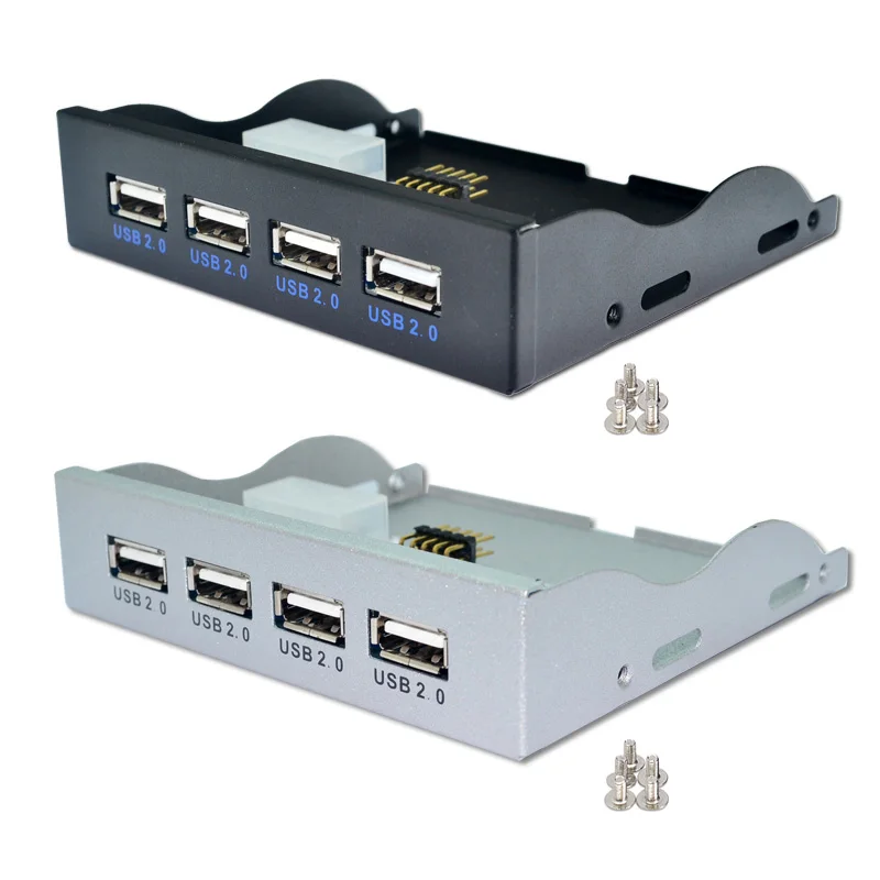 USB predný panel 4 port USB2.0 Hub Adapter PC PC Expansion Držiak s 10 -kolíkovým káblom pre pracovnú plochu 3,5 palca FDD Floppy Bay