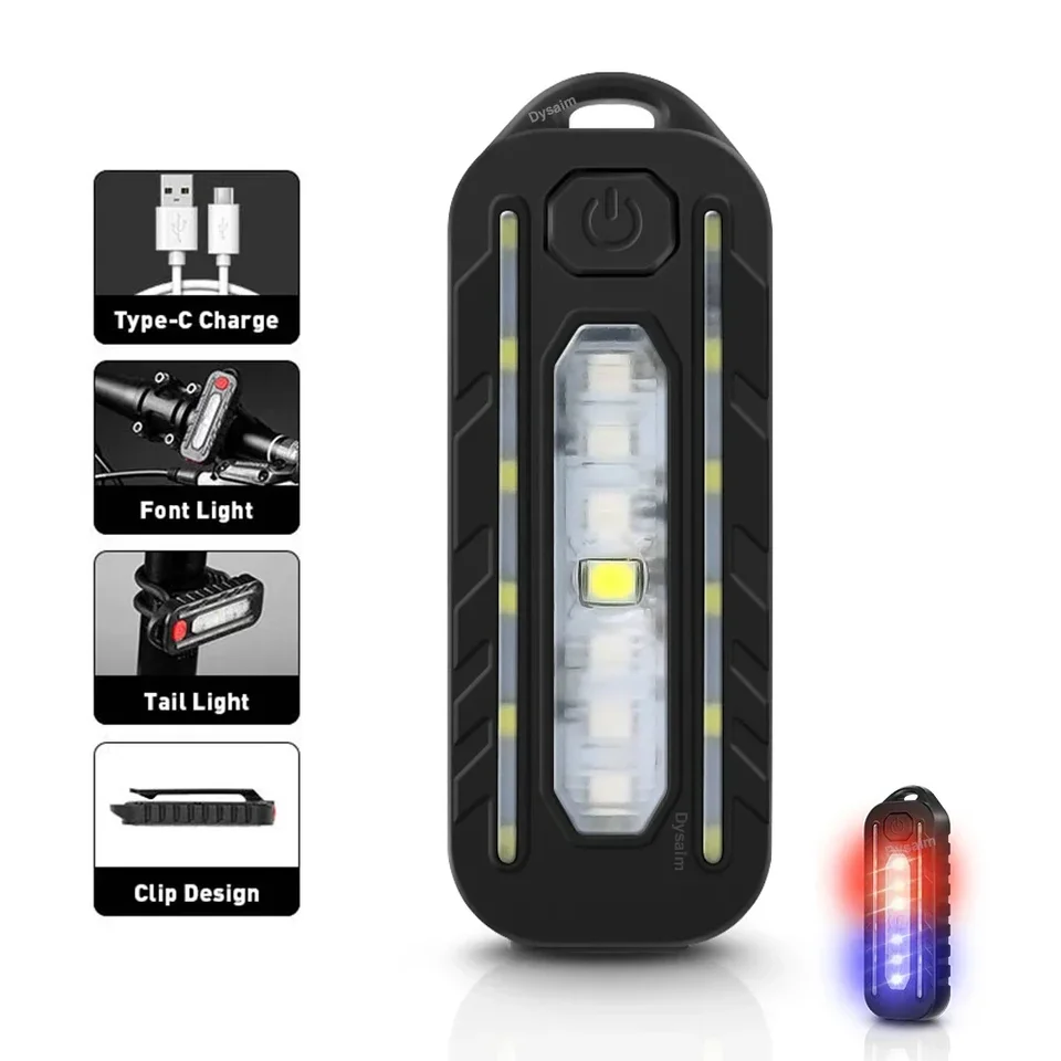 USB Recharge LED baterka Work Light Keychain baterka pre policajné klipové svetlá Výstraha blikajúce svetlo vonkajšie lampa