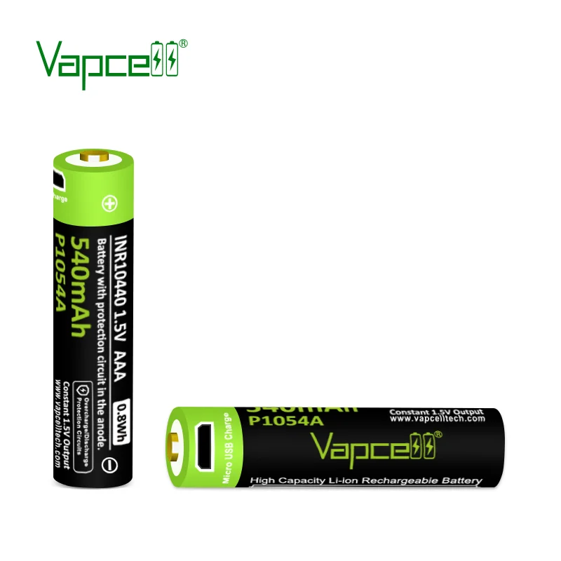 USB Rýchle nabíjanie Vapcell P1054A AAA 10440 540MAH 1,5V Micro USB Nabíjacie nabíjateľné bunky pre hračku baterky