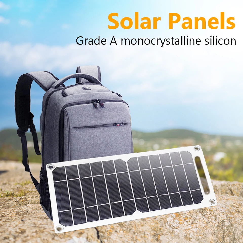 USB Solar Panel Outdoor 6W 5V Cestovná solárna nabíjačka Power banka pre svetlá mobilných telefónov núdzové svetlo doplnky