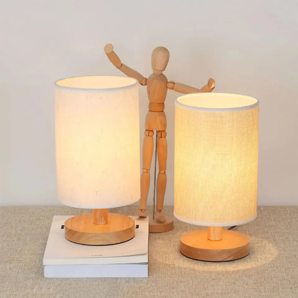 USB stolová lampa nočná lampa na ochranu očí na ochranu okolností Nočný stolík moderný jednoduchý stolný lampa s valcom tieň tieň teplý biely stôl