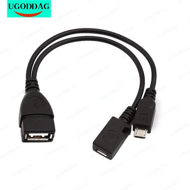 USB Typ a žena na mikro USB mužský hostiteľ OTG s Micro USB Žena Y kábel externý napájací zdroj pre mobilné telefóny a tablety