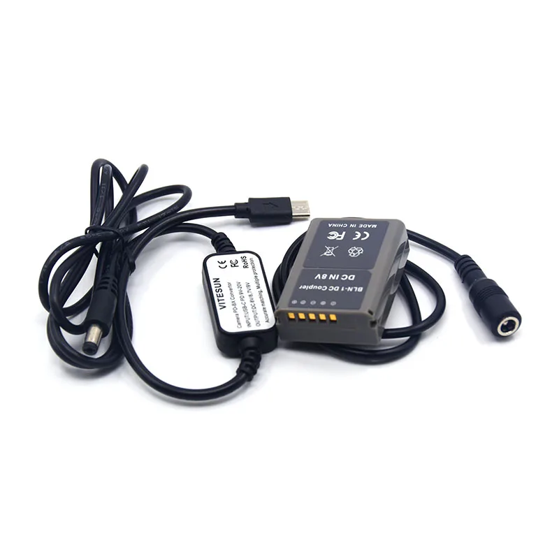 USB Typ C PD prevodník na jednosmerný napájací kábel + BLN-1 DC COUPLER PS-BLN1 BLN-1 BLN1 FIMMICKÁ BATTERA PRE OLYMPUS CAMOAN OM-D E-M5
