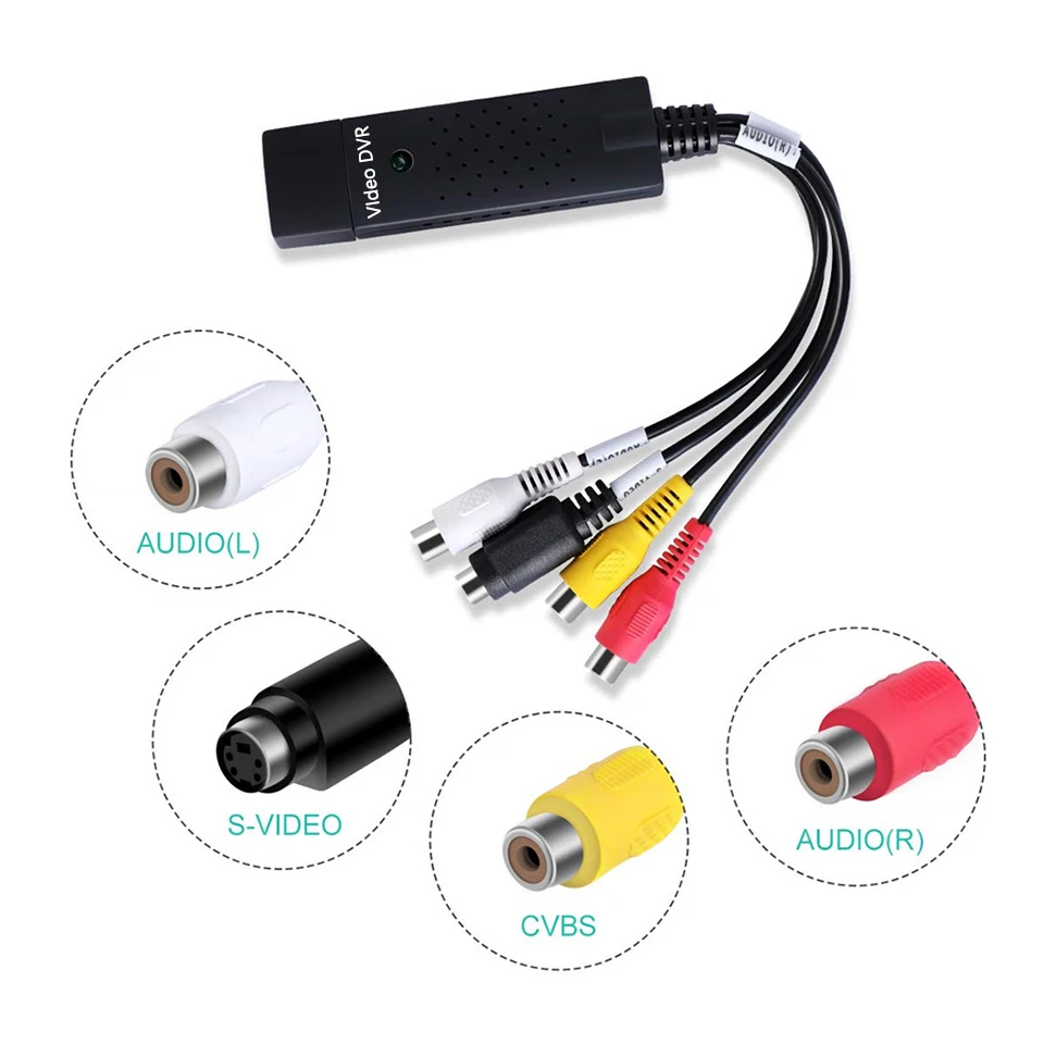USB Video Capture Card VHS pre digitálny prevodník pre HI8 DVD VCR RCA AV S-Video na USB 2.0 Zariadenie Audio Video Record Zariadenie