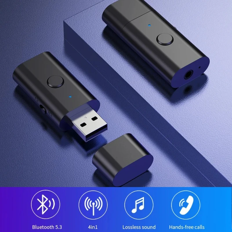 USB Wireless Bluetooth adaptér 5.3 prijímač vysielača AUX 3,5 mm zvukový adaptér pre hudobný systém domáceho automobilu USB AUX hudba