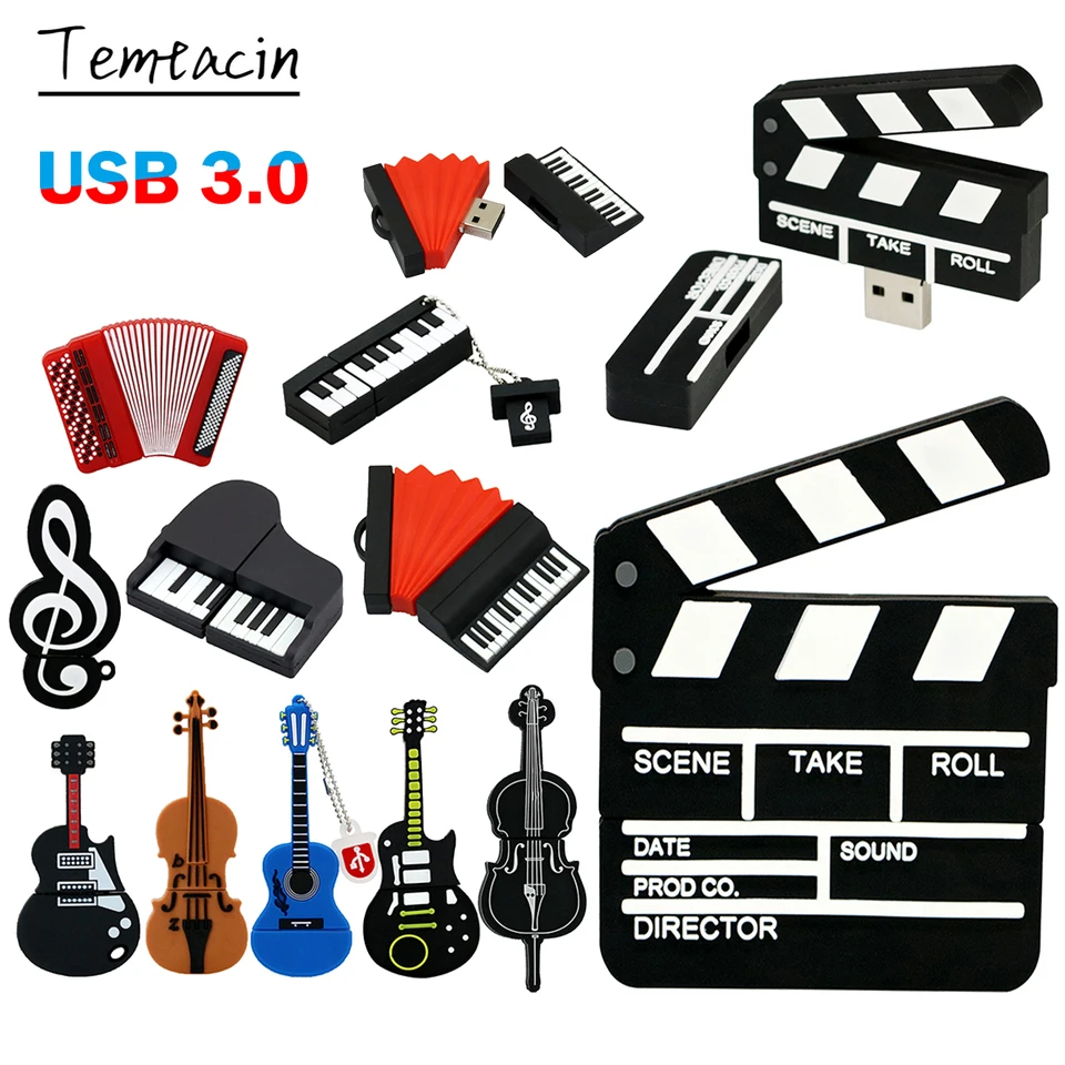 USB3.0 Flash Drive vysokorýchlostný prenos dát Clapperboard Pen Drive 64 GB Pendrive Guitar Piano 256 GB Memory Stick 32 GB USB Stick