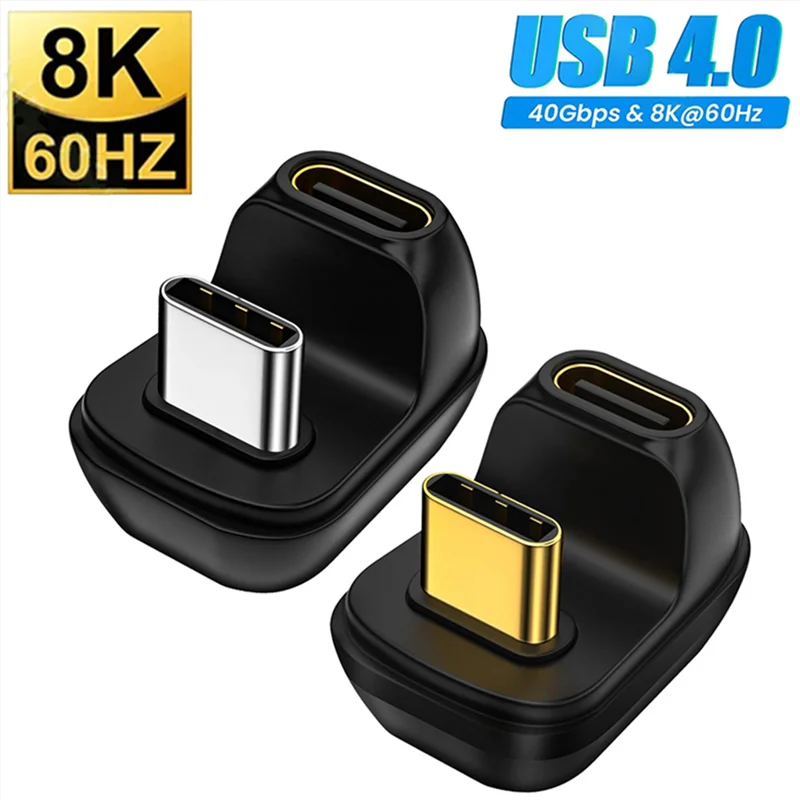 USB4.0 40 GBPS Adaptér rýchle nabíjanie údajov Synchronizácia prevodníka USB C Muž na ženský tvar U 180 ° 100 W 8k 60 Hz