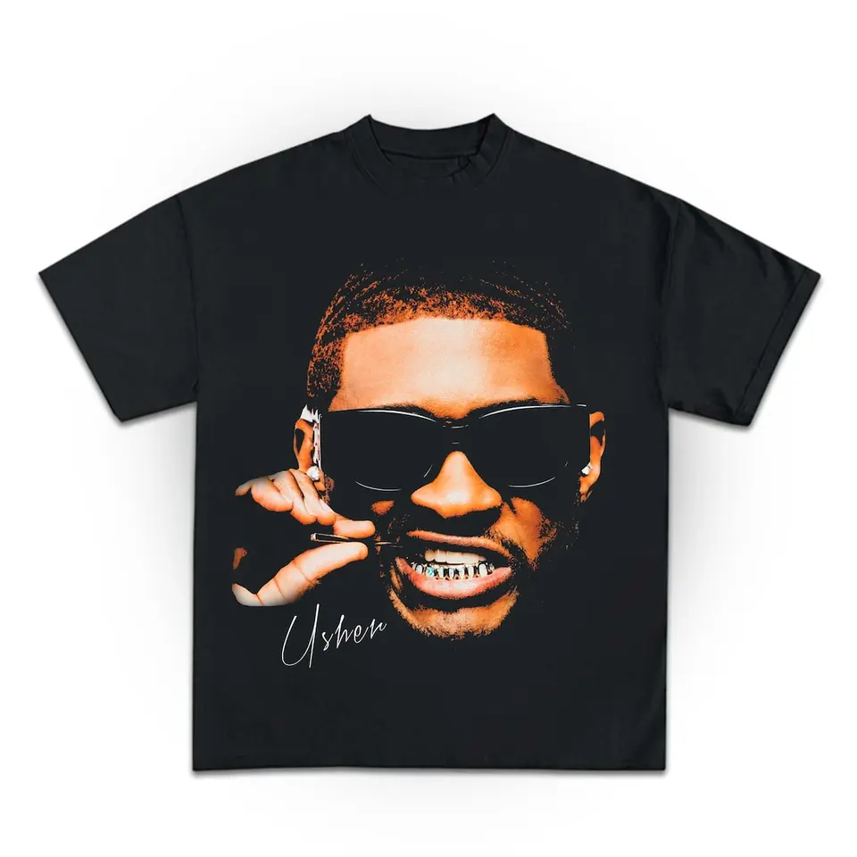 Usher Grafické tričko Dizajn PNG DTF Plagát PNG Printable Bootleg Tee Design Design Instant Download and Ready To Tlač