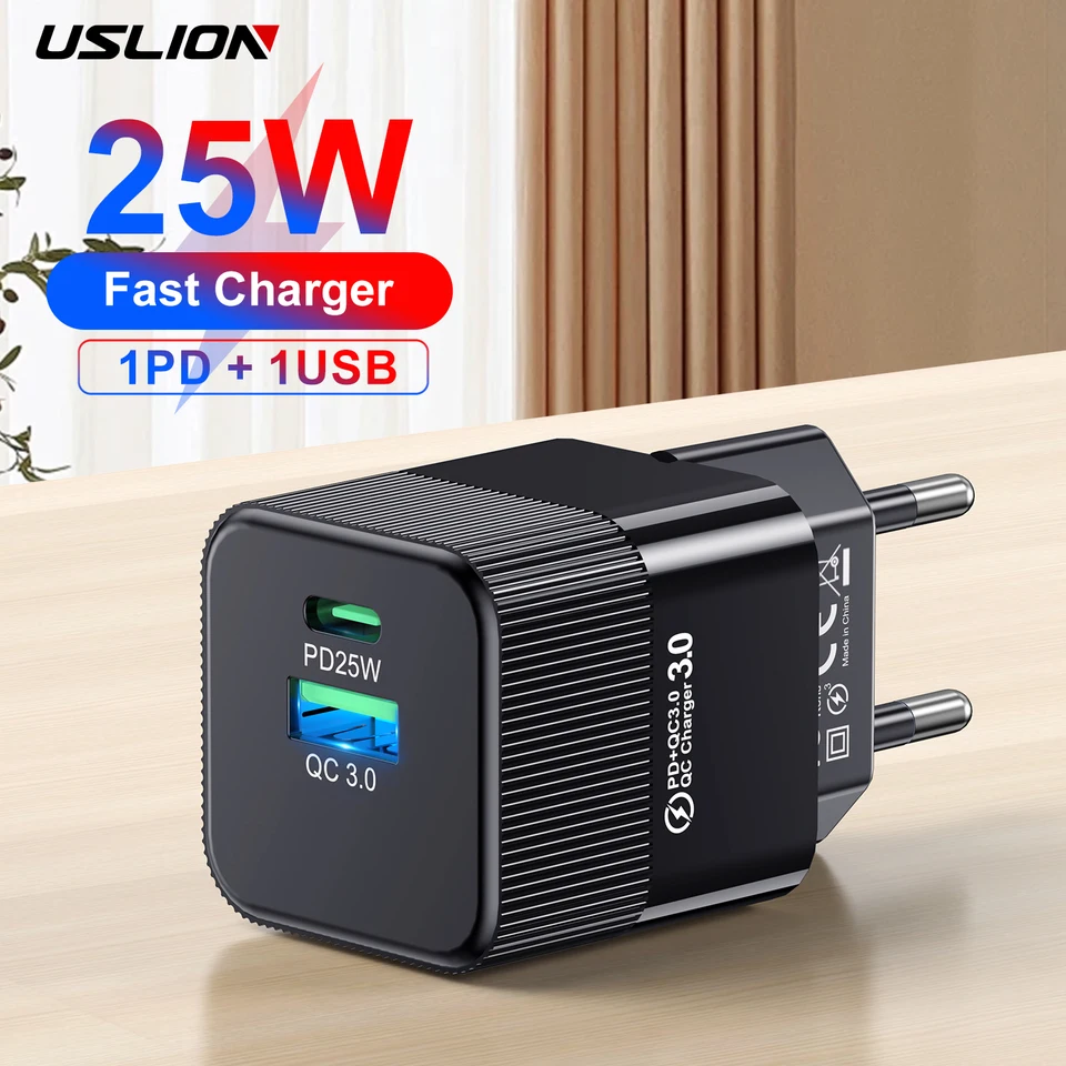Uslion 3a USB C nabíjačka PD 25W Typ C Rýchle nabíjanie mini telefónny tablet prenosný prenosný prenosný počítač pre iPhone 15 Pro Max Xiaomi