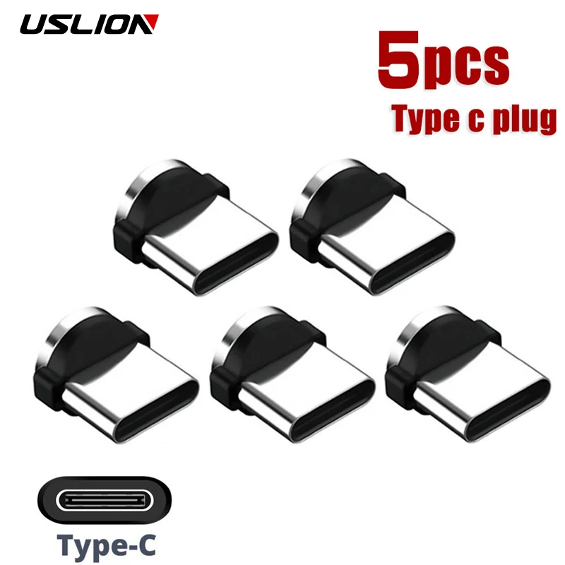 Uslion 5ks typ C Micro USB Magnetické zástrčky pre mobilné náhradné diely Trvalý typ C prevodník nabíjacieho kábla Adaptér