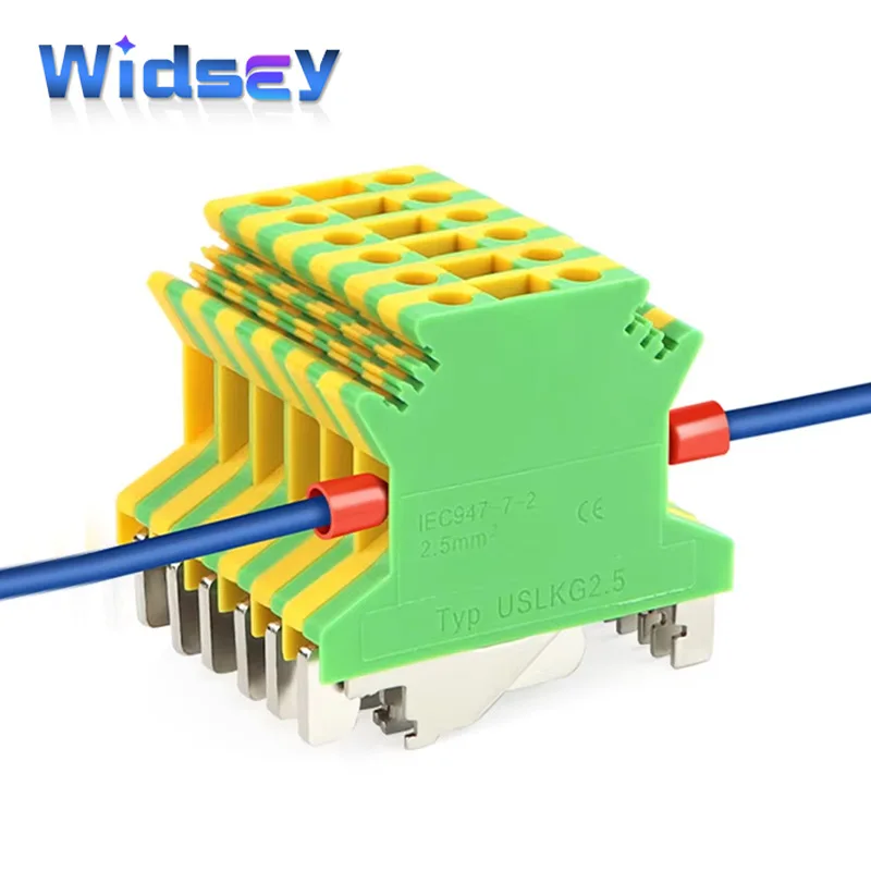 USLKG-2.5 Terminálové bloky dvojfarebného uzemňovacieho drôtu UK/3/5/6/10N 34A-101A 800V Track Elektronické zapojenie meďnatého vodiča