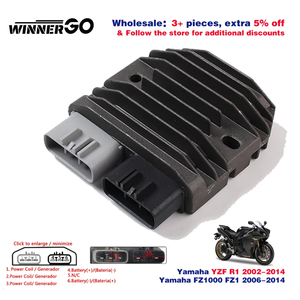 Usmerňovač regulátora napätia pre Yamaha Yamaha 2002-2014 YZF R1 FZ1 FJR1300 2003 2004 2005 2006 2007 2008 2008 2009 2010 2013 2014 2014