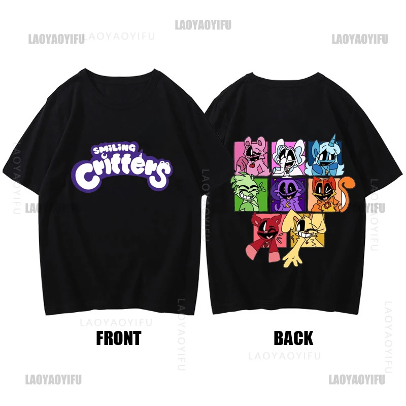 Usmievavá kawaii crotters tlačiarenská košeľa letné neformálne pánske tričko Street Street módne s krátkym rukávom oblečenie Streetwear y2k bavlna