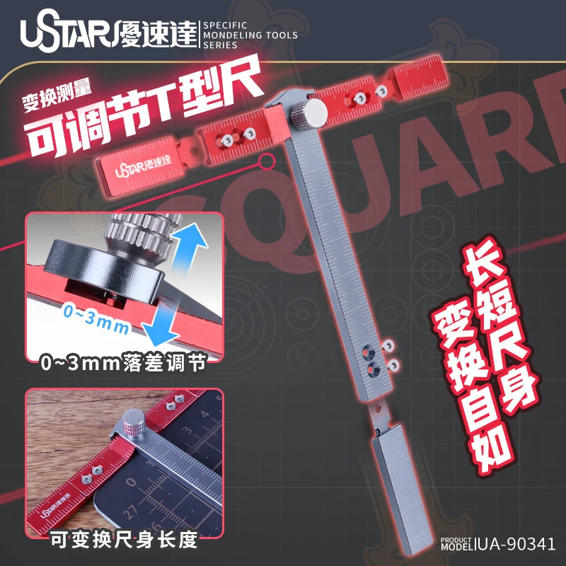 Ustar nastaviteľná dĺžka rezanie Písaného riadku T-štvorcový pravítko pre Gundam Upgrade Tools Model Model výroba hobby remeselnícky príslušenstvo