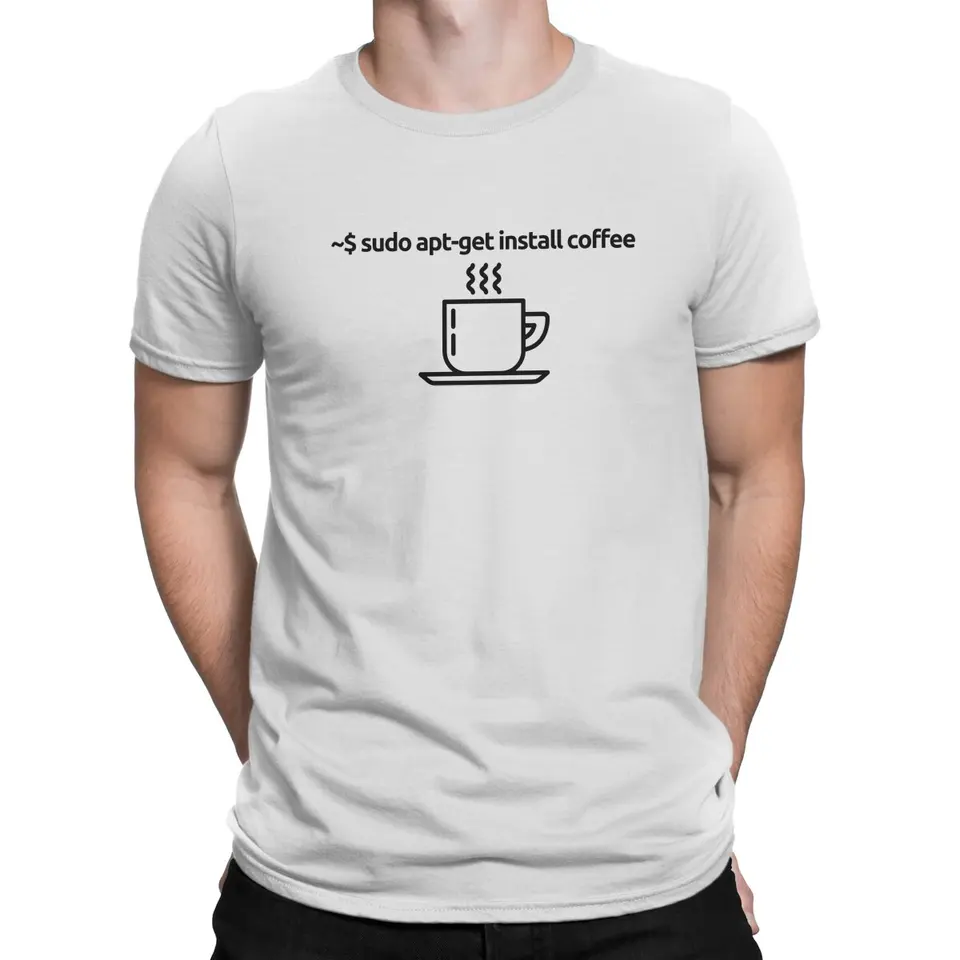 Uterov programátor kód Linux Linux sudo apt inštalácia káva vtipný Linux príkazový riadok Tshirt Graphic Men Tops Polyester T tričko