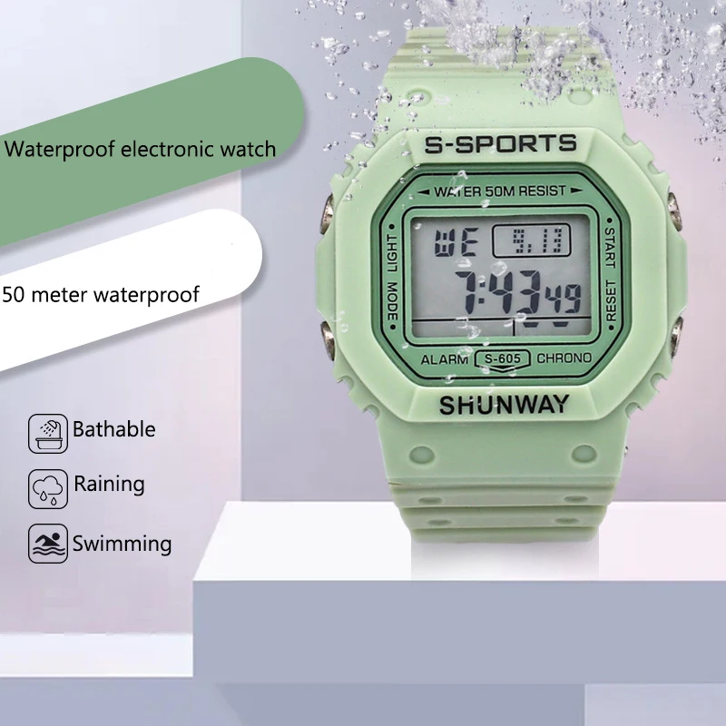 Uthai C08 Boys and Girls Student Electronic Watch Makaron Color Pánske a dámske športové budíky Witerproof Watches hodinky