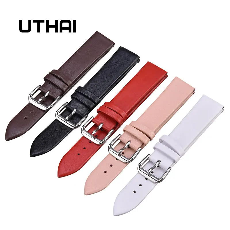 Uthai P20 hodinky Bracelet Base Woman WatchBands Originálne kožené popruhové hodinky kapela 12-24 mm viacfarebné hodinové kapely